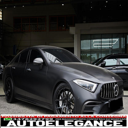 central grille suitable for mercedes cls class c257 (2018-up) panamericana gtr design black - chrome pdc / camera