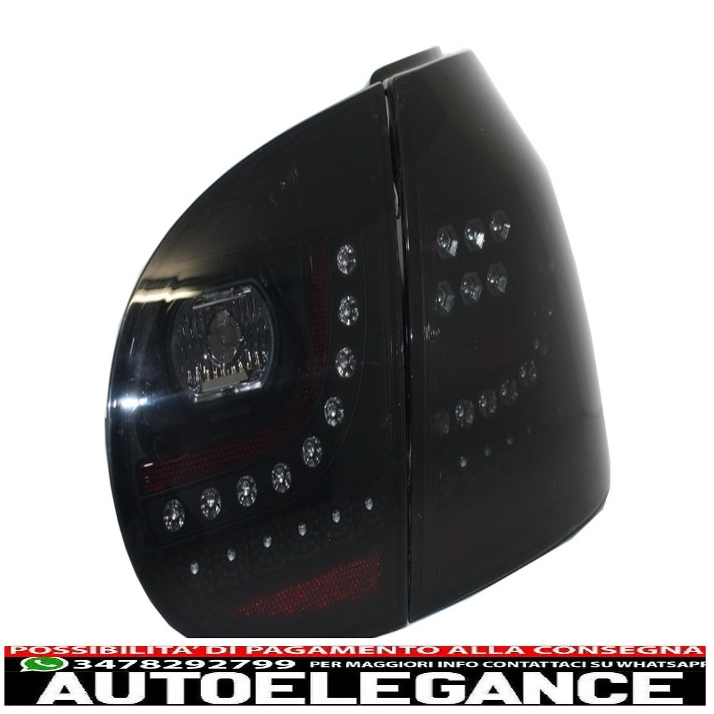 Estensione paraurti posteriore doppia uscita con fanale posteriore led fumé nero e minigonne laterali adatto per vw golf 5 v (2003-2007) design gti