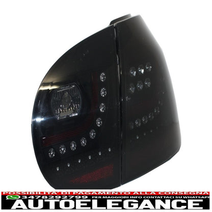 Estensione paraurti posteriore doppia uscita con fanale posteriore led fumé nero e minigonne laterali adatto per vw golf 5 v (2003-2007) design gti