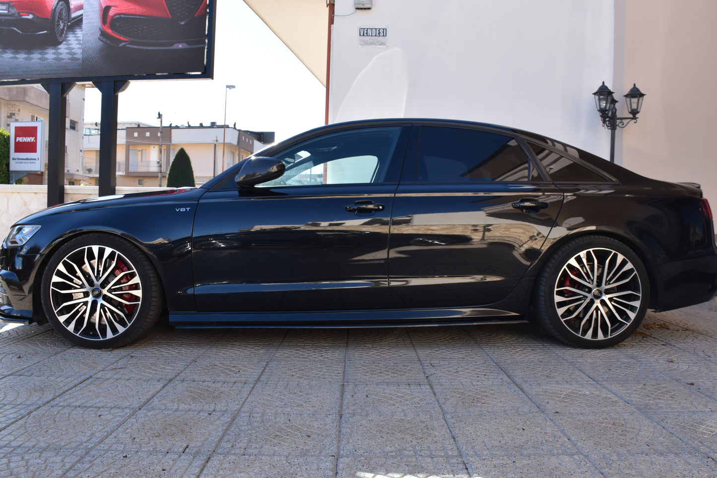 SOTTO MINIGONNE ADATTE PER AUDI A6 4G C7 LOOK NERO LUCIDO DESIGN SPORTIVO