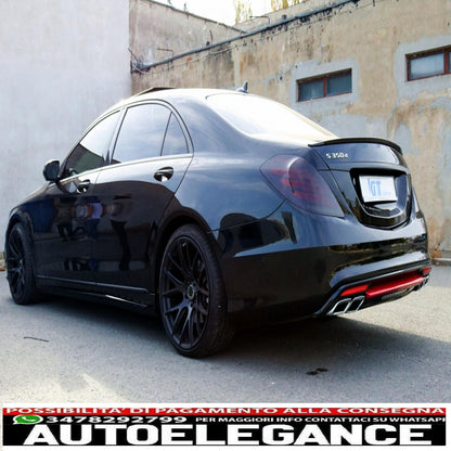 trunk spoiler suitable for mercedes s class w222 (2014-2020) piano black sport rear lip 