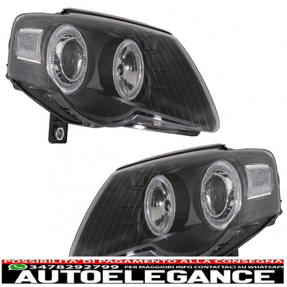 headlights suitable for vw passat b6 3c (03.2005-2010) 2 black halo rims 