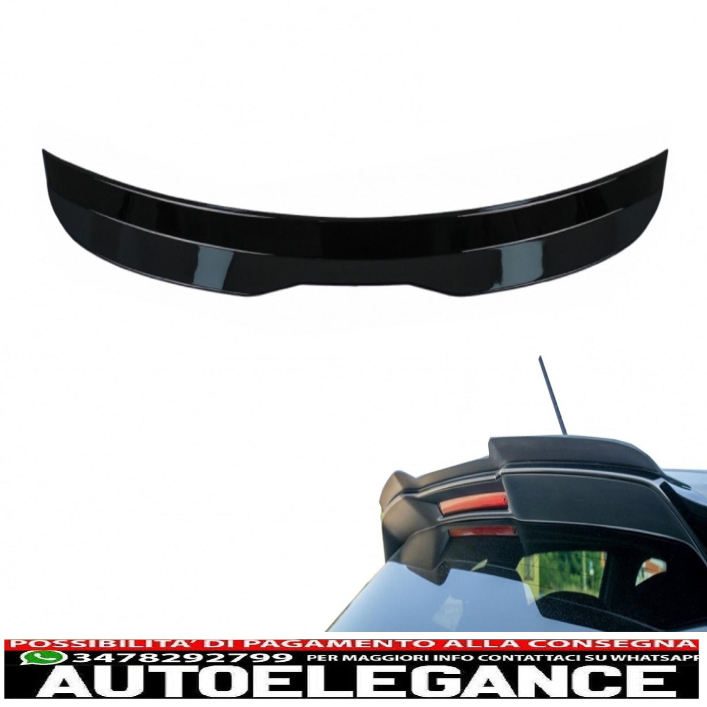 aggiungi l'estensione dell'ala dello spoiler sul tetto adatta per vw polo 6r 6c (2009-2017) pianoforte nero AUTOELEGANCERICAMBI