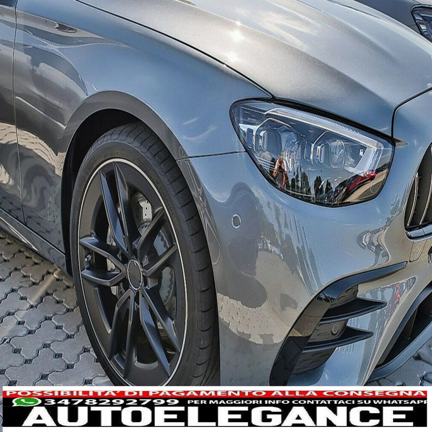 Alette del paraurti anteriore alette laterali flic adatte per mercedes classe e w213 s213 c238 a238 facelift (2020-up) piano black per amg sport line AUTOELEGANCERICAMBI