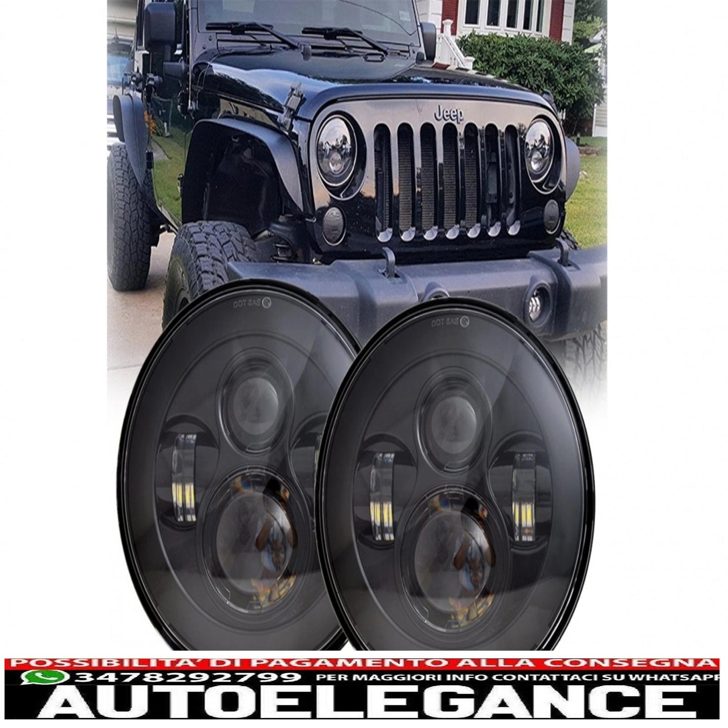 7 Inch Cree LED Headlights Fit For Jeep Wrangler JK TJ LJ Land Rover Defender Mercedes W463 Black 