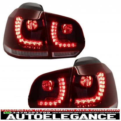 Chrome headlights and cherry red taillights full led suitable for vw golf 6 vi (2008-2013) r20 u design dynamic sequential cornering lights left hand drive