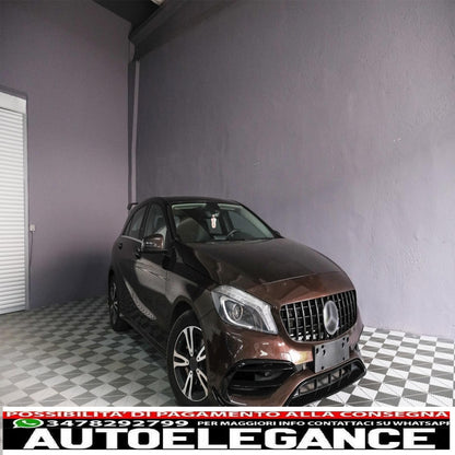 central grille suitable for mercedes a-class w176 restyling (09.2015-2018) a45 gt-r design panamericana all black