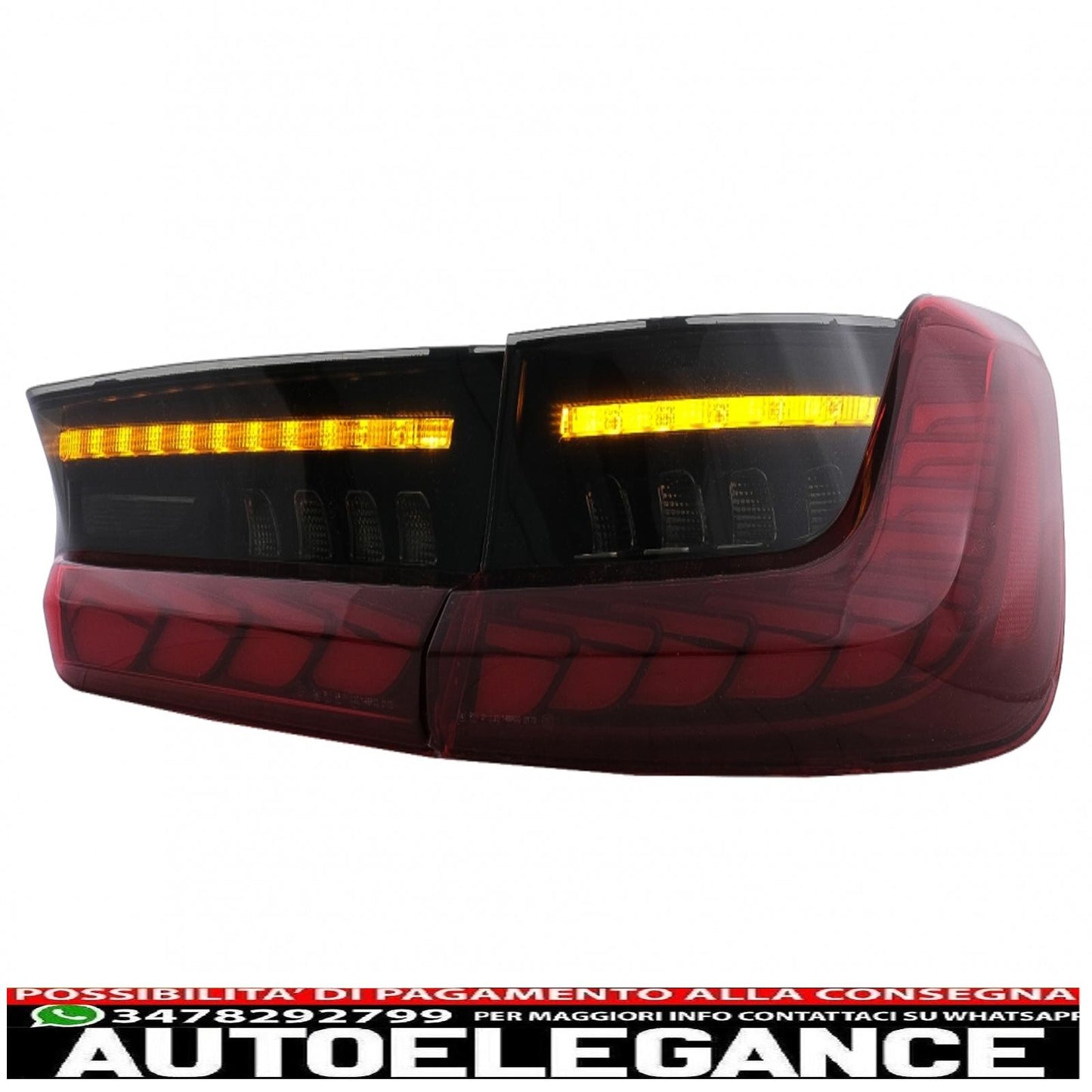 Full LED rear lights suitable for bmw 3 series g20 g28 m3 g80 sedan (2018-2022) smoke red with dynamic sequential turning light