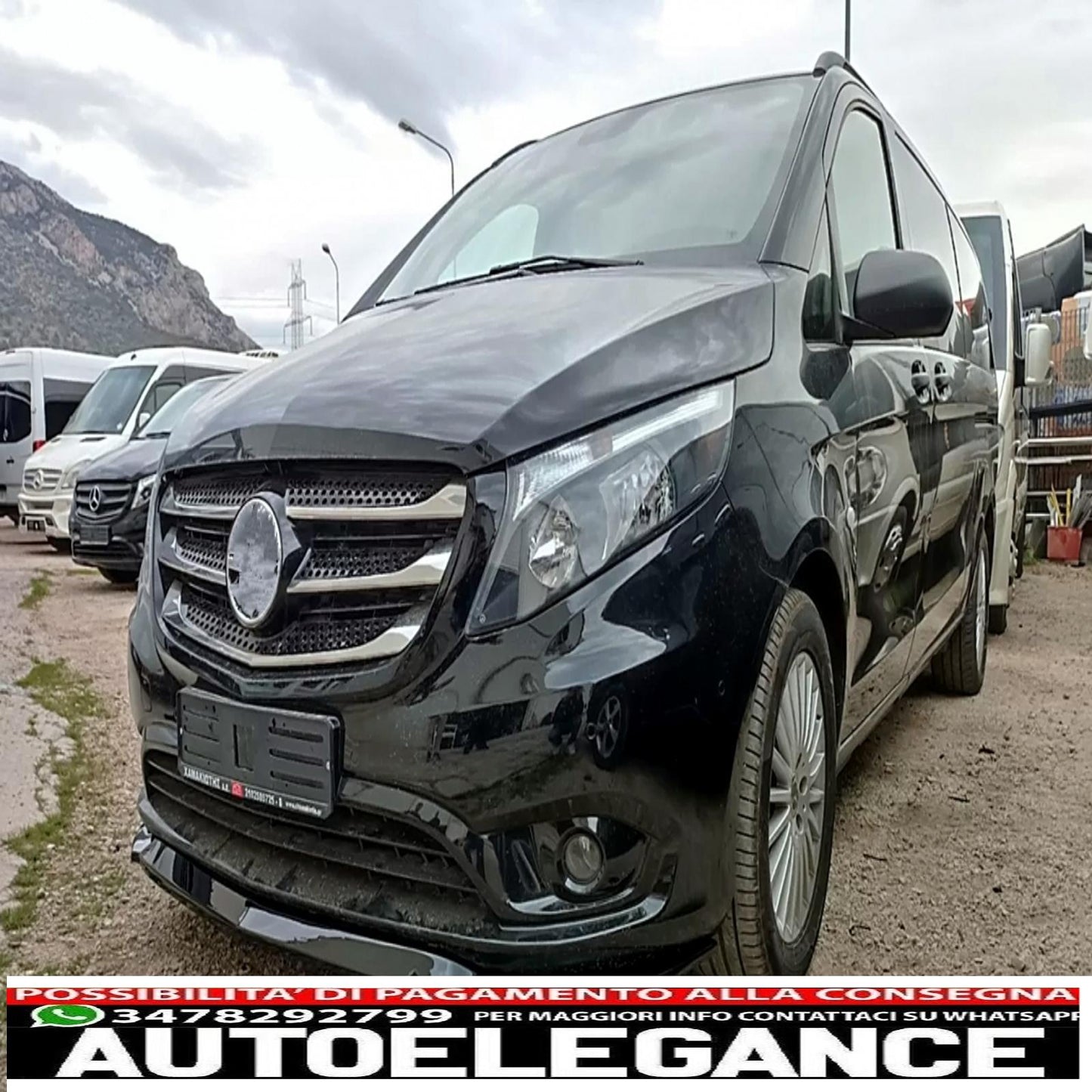 Front bumper lip extension suitable for mercedes v class w447 (2014 onwards) only for standard edition piano black 