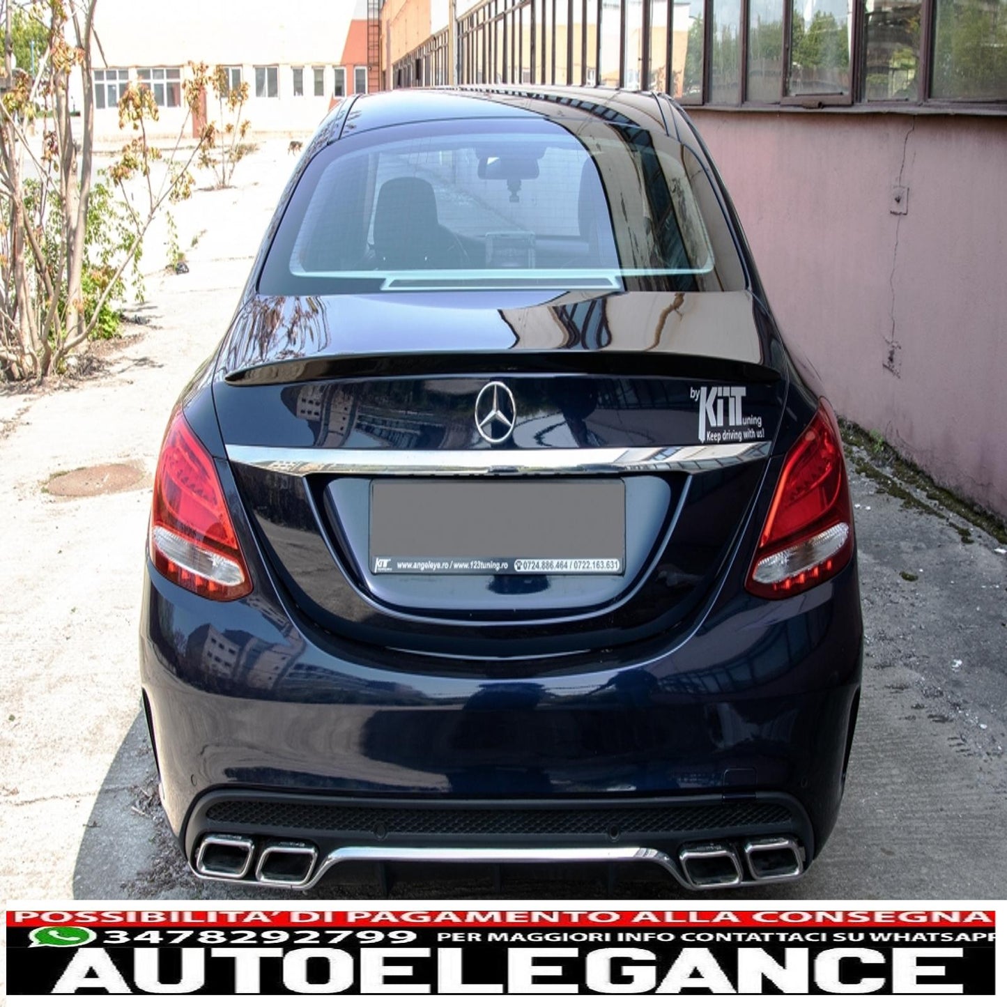 trunk spoiler suitable for mercedes c-class w205 (2014-2020) glossy black