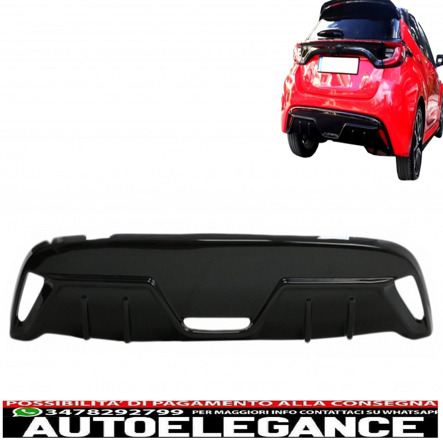 Rear Bumper Diffuser Suitable For Toyota Yaris Mk4 XP210 (2020-up) Piano Black