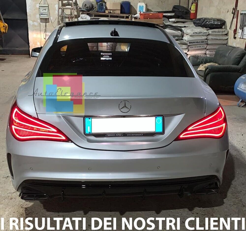 DIFFUSORE ADATTO PER MERCEDES CLA W117 LOOK A45 NERO LUCIDO + TERMINALI.