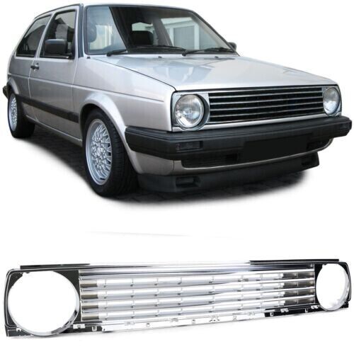 Sport front grille without emblem chrome for VW Golf 2 83-91