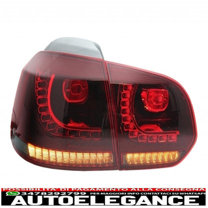 paraurti posteriore con impianto di scarico adatto per vw golf vi (2008-2013) minigonne laterali e fanali posteriori full led indicatore di direzione statico rosso fumo design r20