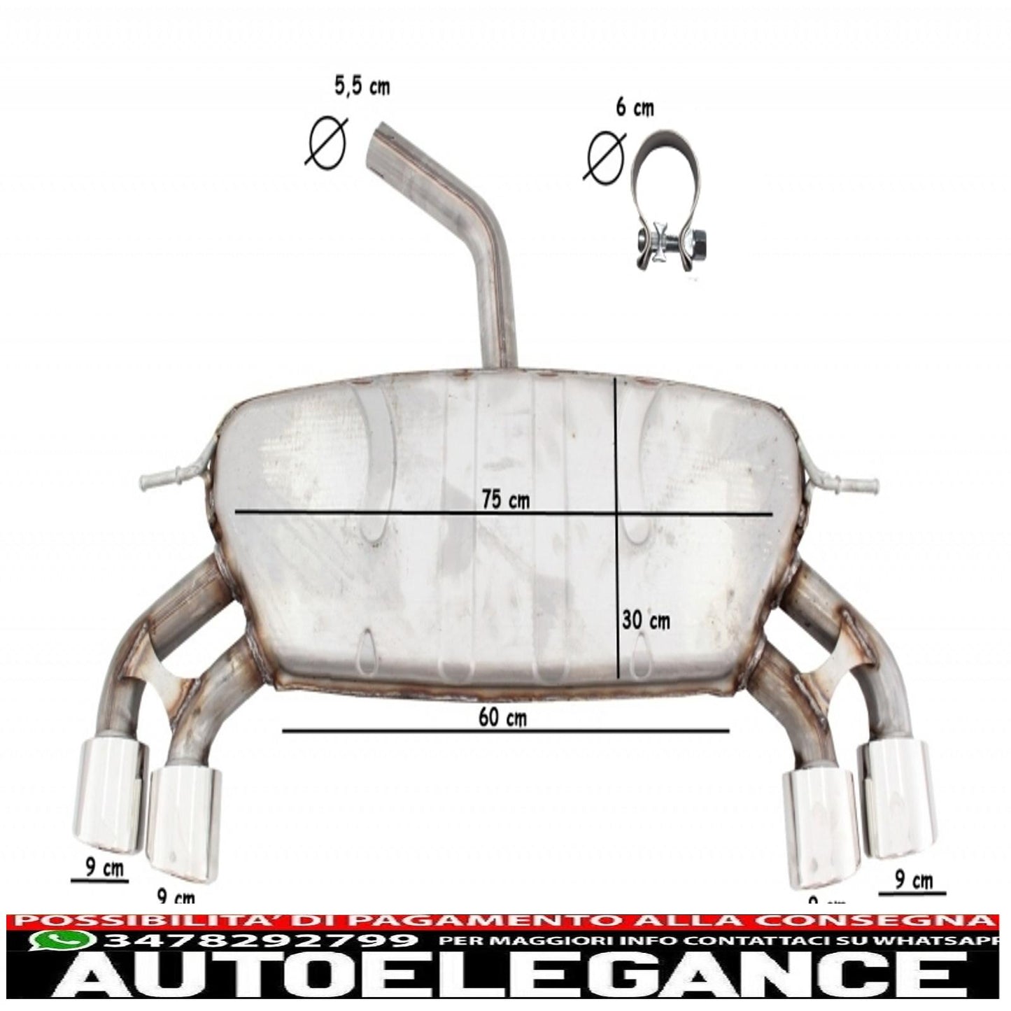 complete exhaust system suitable for vw golf 7 vii mk7 (2013-2019) r design