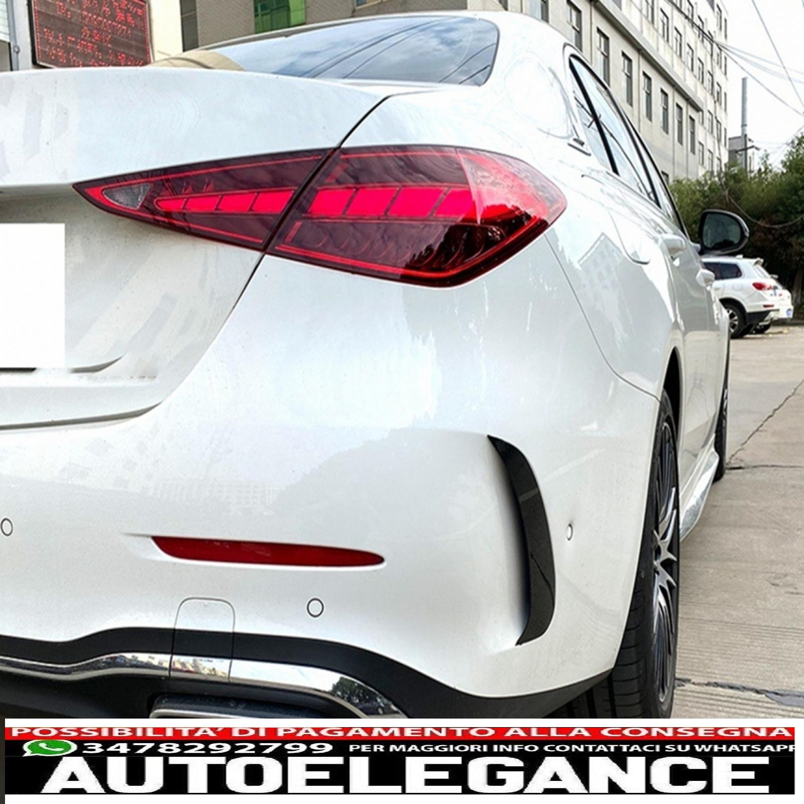 Alette laterali paraurti posteriore adatte per mercedes classe c w206 sport line (2021-up) pianoforte nero AUTOELEGANCERICAMBI