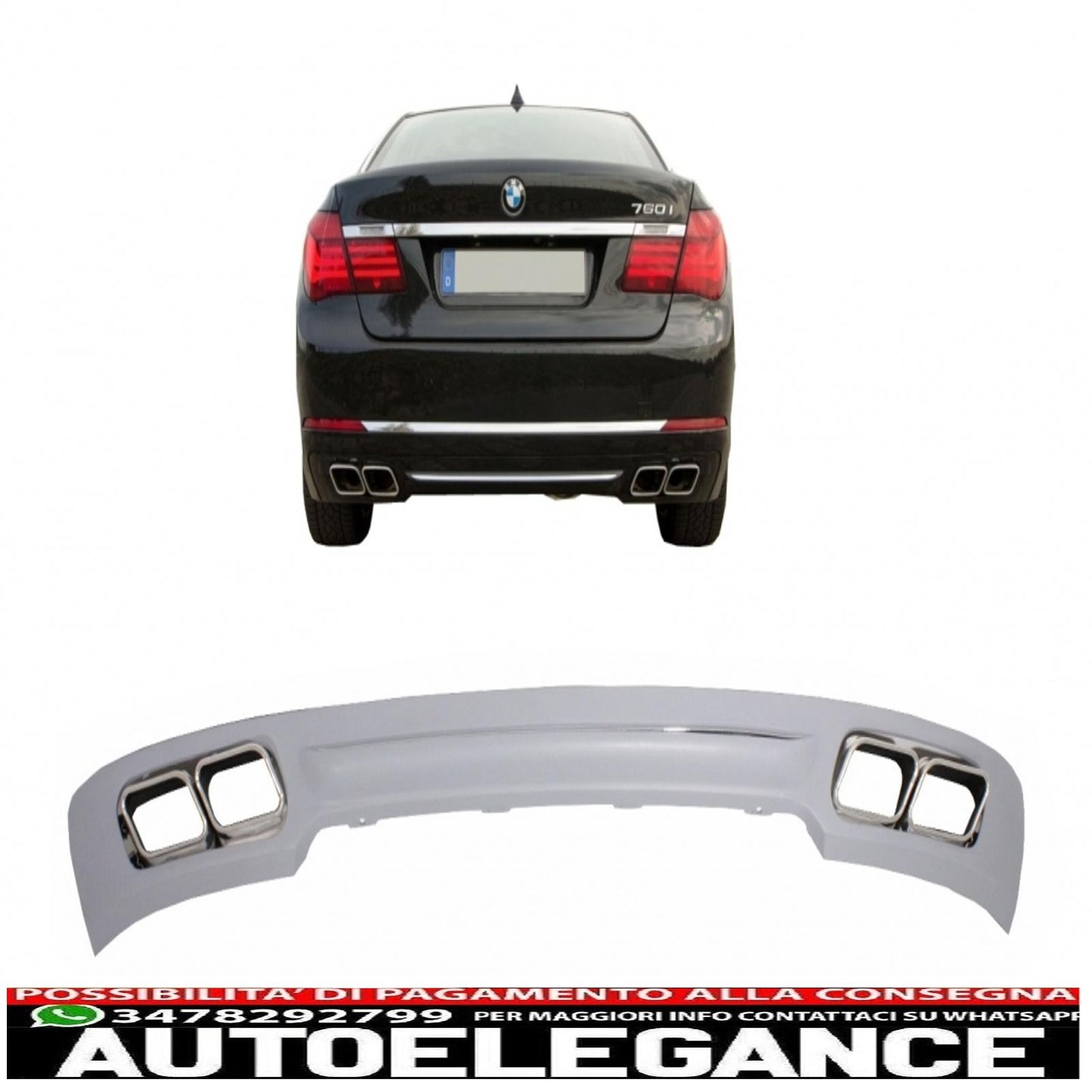 diffusore posteriore con terminale di scarico adatto per BMW F01 (2008-up) serie 7 760i design quad