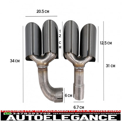 Diffusore mantovana paraurti posteriore doppia uscita con terminali di scarico adatto per BMW X3 G01 LCI M-Sport (2021-up) Piano Black
