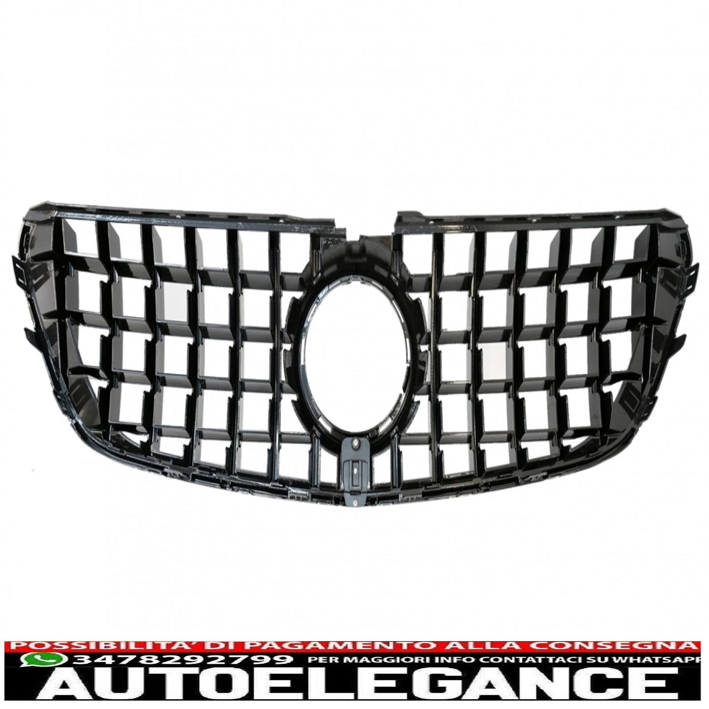central grille suitable for mercedes v class w447 (2014-03.2019) gt r design panamericana all black