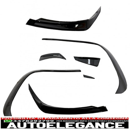 adesivo paraurti anteriore con decalcomanie laterali in vinile nero opaco adatto per mercedes classe a w176 (2012-2018) restyling a45 design AUTOELEGANCERICAMBI