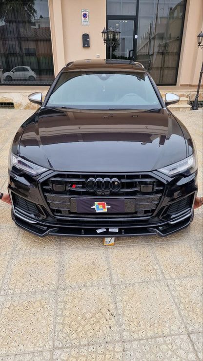 SPLITTER ADATTO PER AUDI A6 4G C8 2018+ NERO LUCIDO V1 LOOK SPORTIVO