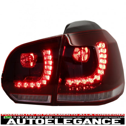 full led rear lights suitable for vw golf 6 vi (2008-2013) r20 dynamic sequential design cherry red cornering light (left and right)