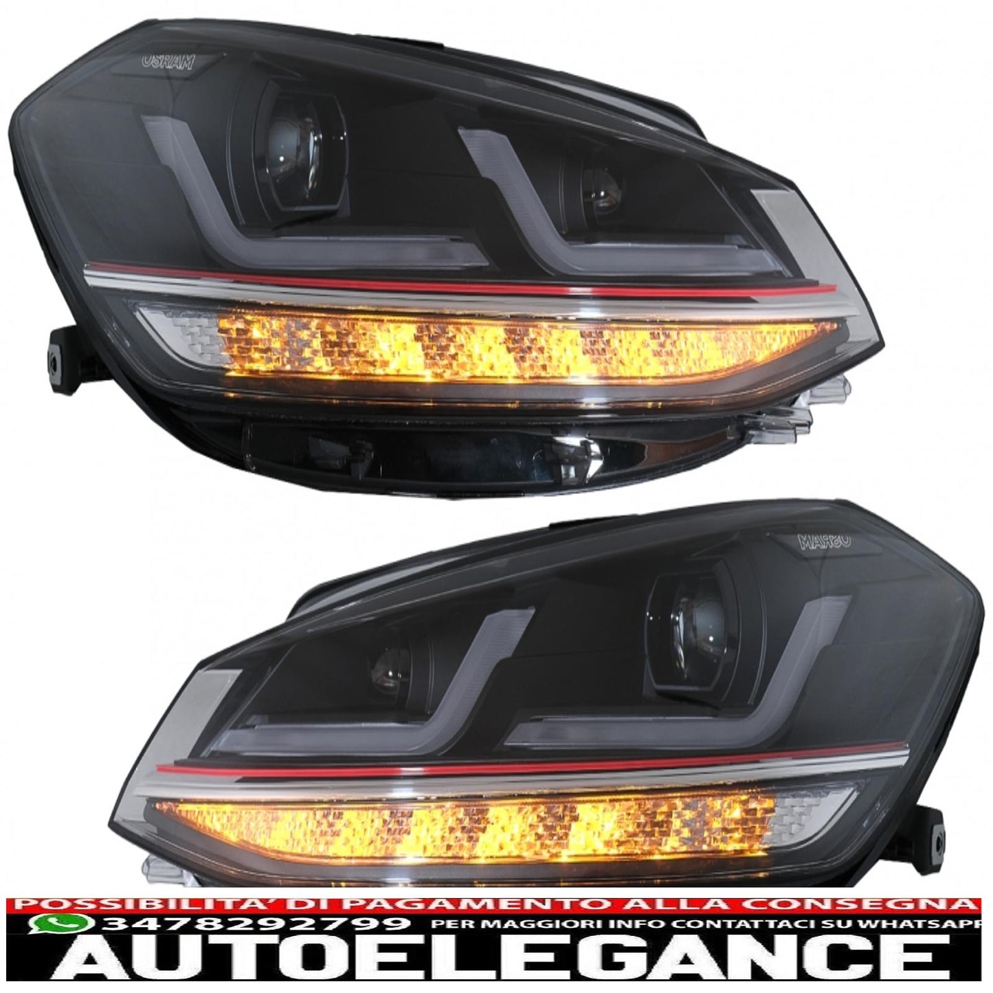 osram full led headlights with dynamic mirror indicators full led ledriving suitable for vw golf 7.5 facelift (2017-2020) gti look upgrade for halogens with dynamic sequential cornering lights 