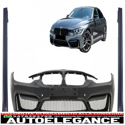 paraurti anteriore con minigonne laterali adatto per bmw serie 3 f30 f31 pre-lci e lci (2011-2018) design m4