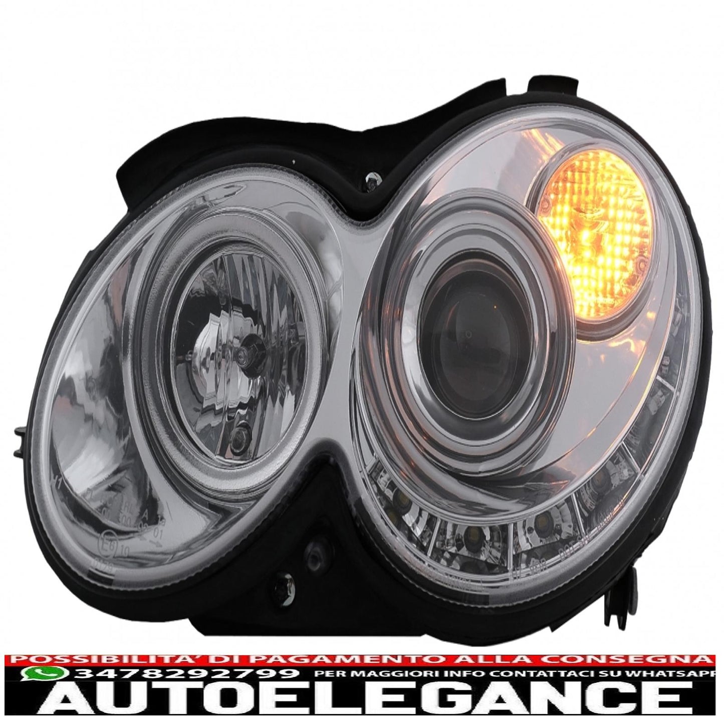 led drl headlights suitable for mercedes clk w209 c209 coupe a209 cabrio (2003-2010) chrome 