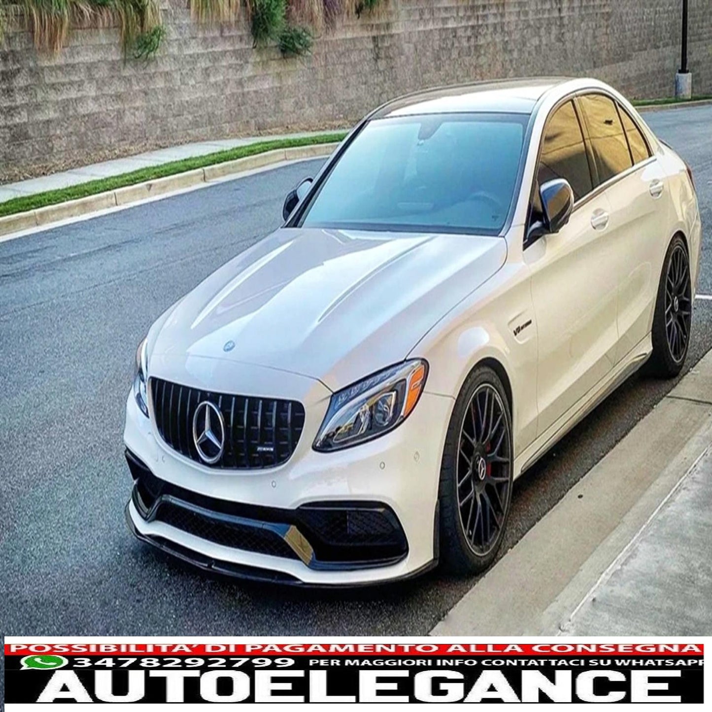 Front bumper lip suitable for mercedes c class c63 c63s w205 s205 (2014-2018) limousine model t edition 1 design black 