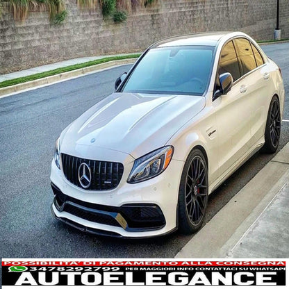 Front bumper lip suitable for mercedes c class c63 c63s w205 s205 (2014-2018) limousine model t edition 1 design black 