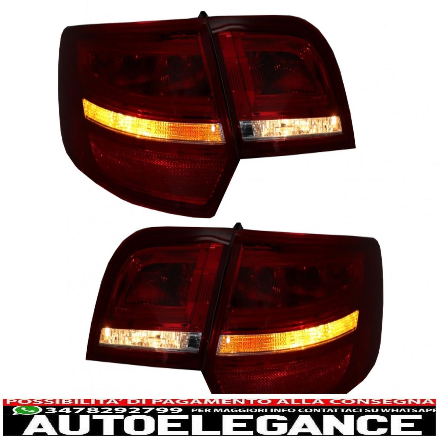 LED rear lights suitable for audi a3 8pa sportback (2004-2008) red/clear