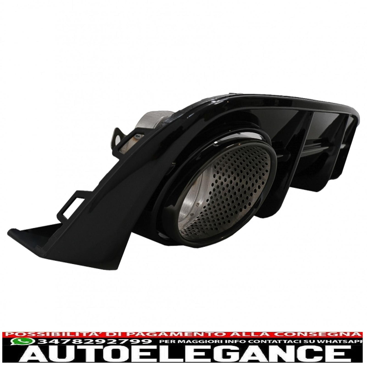 Diffusore mantovana paraurti posteriore e terminali di scarico per audi a6 4g restyling (2015-2018) con griglia anteriore design RS6 solo nero paraurti s-line