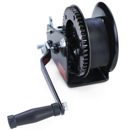Professional Winch Hand Winch with Strap 1500kg 8m Black for Car Trailers