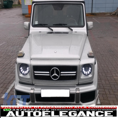 led headlights suitable for mercedes g-class w463 (1989-2012) black bi-xenon design 