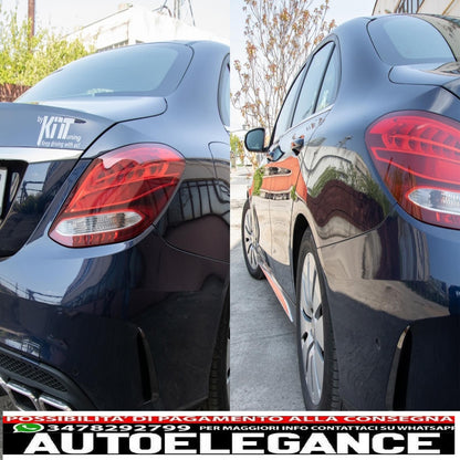 Alette paraurti posteriori alette laterali flic adatte per mercedes classe c w205 (2014-2020) pianoforte nero AUTOELEGANCERICAMBI