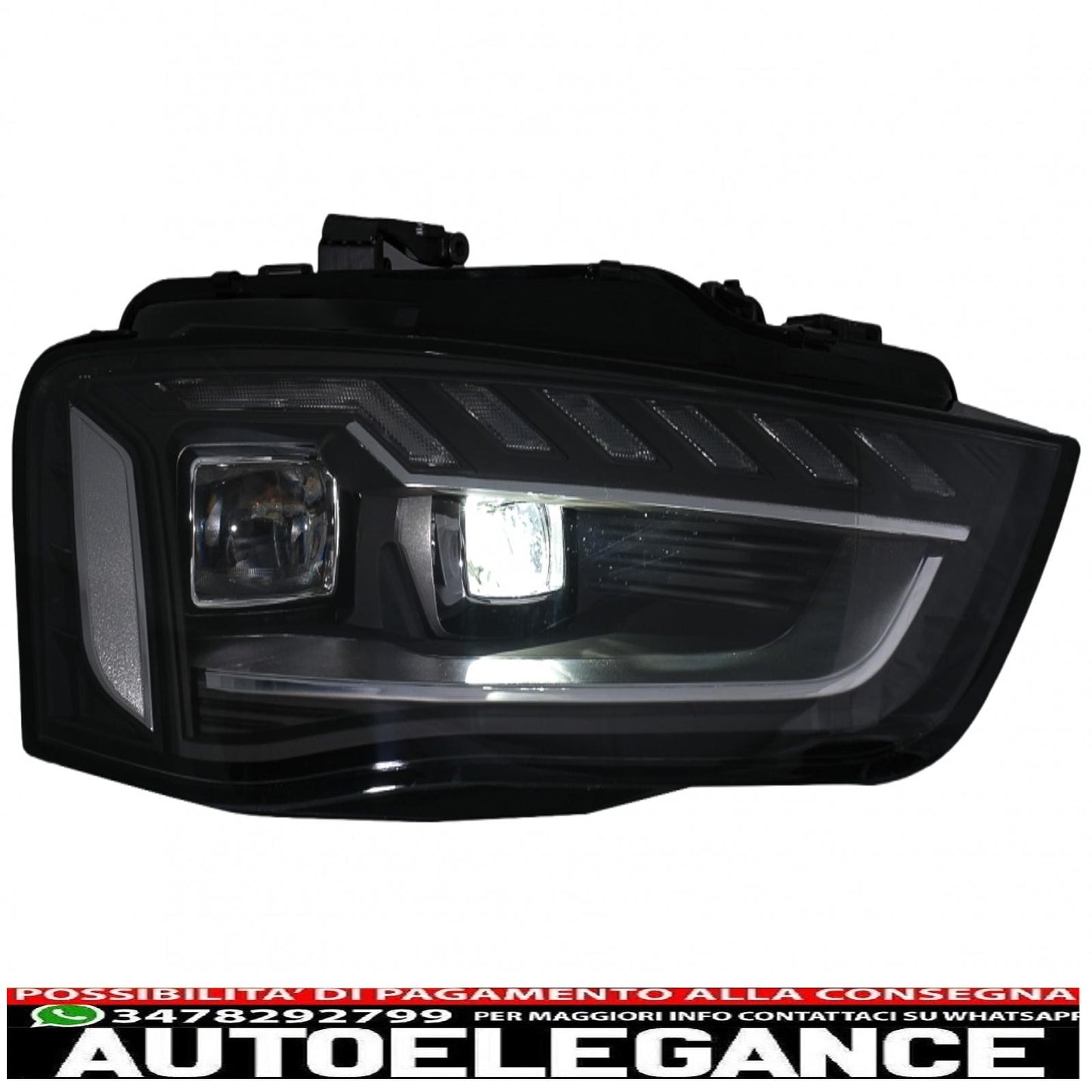full led headlights suitable for audi a4 b8.5 facelift (2012-2015) dynamic sequential cornering lights black design a4 b9.5