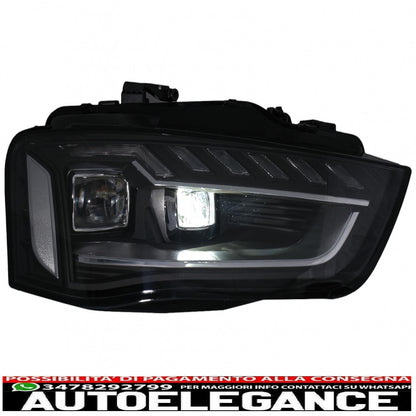 full led headlights suitable for audi a4 b8.5 facelift (2012-2015) dynamic sequential cornering lights black design a4 b9.5