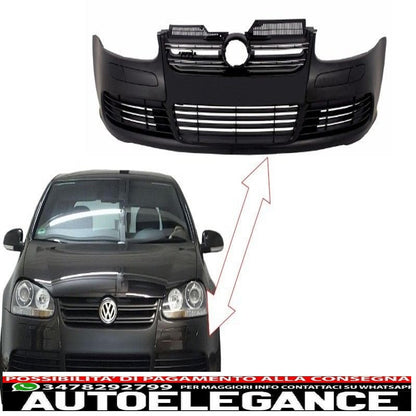 paraurti anteriore adatto per vw golf v 5 (2003-2007) jetta (2005-2010) r32 piano griglia nera lucida