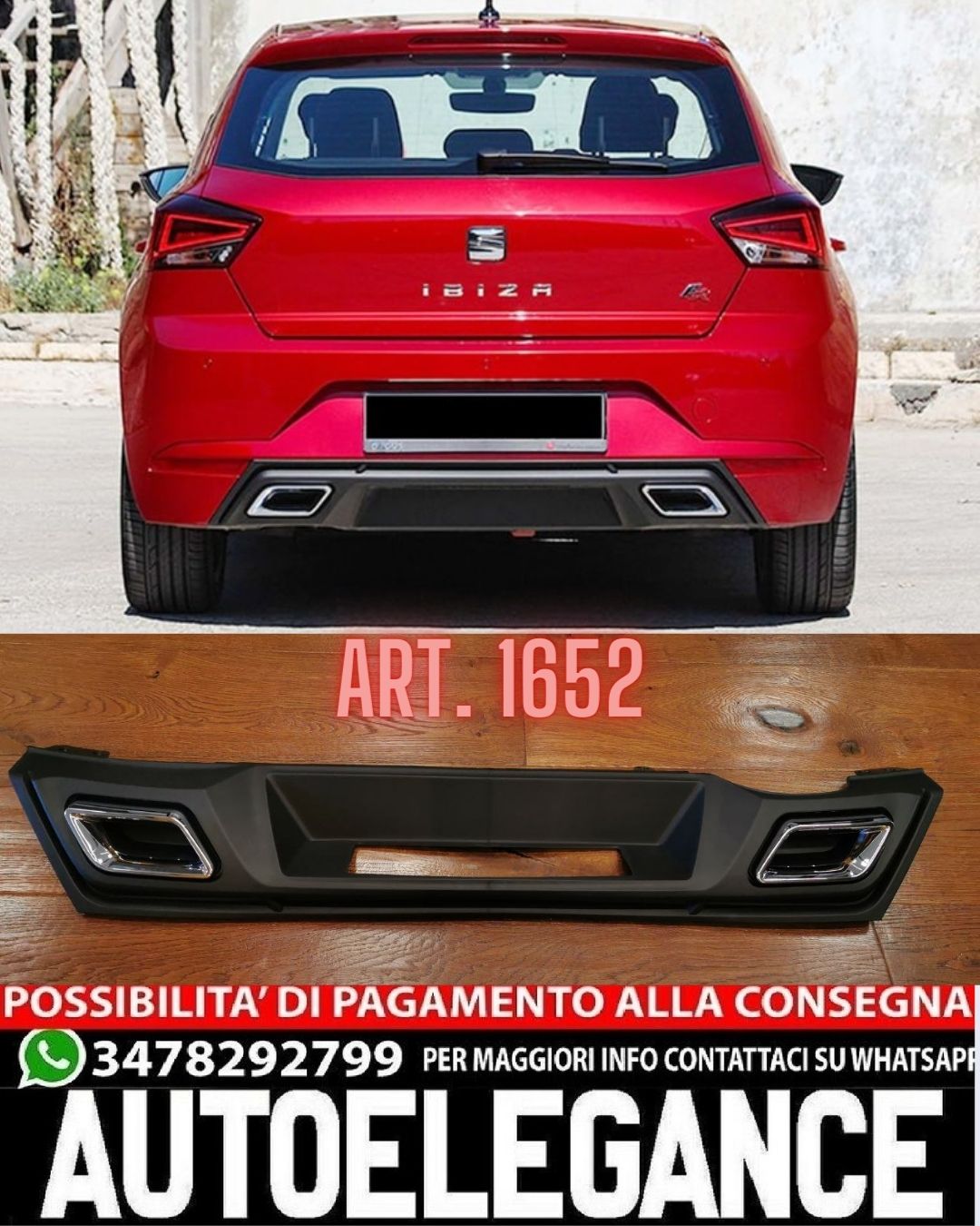 DIFFUSER SUITABLE FOR SEAT IBIZA 5 KJ 2017-2021 LOOK FR DESIGN MATT BLACK 