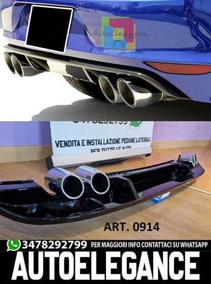 VW GOLF 7.5 2017-2020 REAR DIFFUSER UNDER BUMPER TIP-OFFS LOOK R 0914