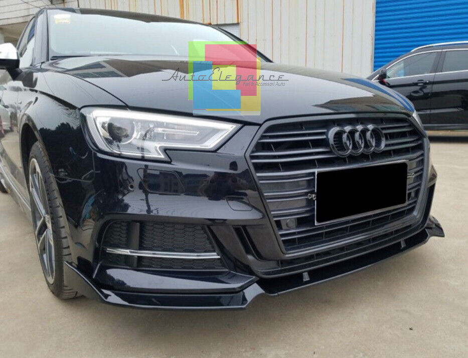 AUDI A3 8V 2012+ FACELIFT SOTTO PARAURTI ANTERIORE ABS NERO RS3 DESIGN SPLITTER AUTOELEGANCERICAMBI