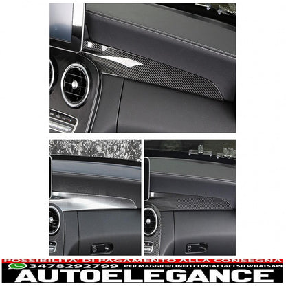 Car Center Console Dashboard Strips Interior Trim Fit For Mercedes C Class W205 (2014-2018) GLC X253 (2015-2018) Carbon Fiber Style Left Hand Drive