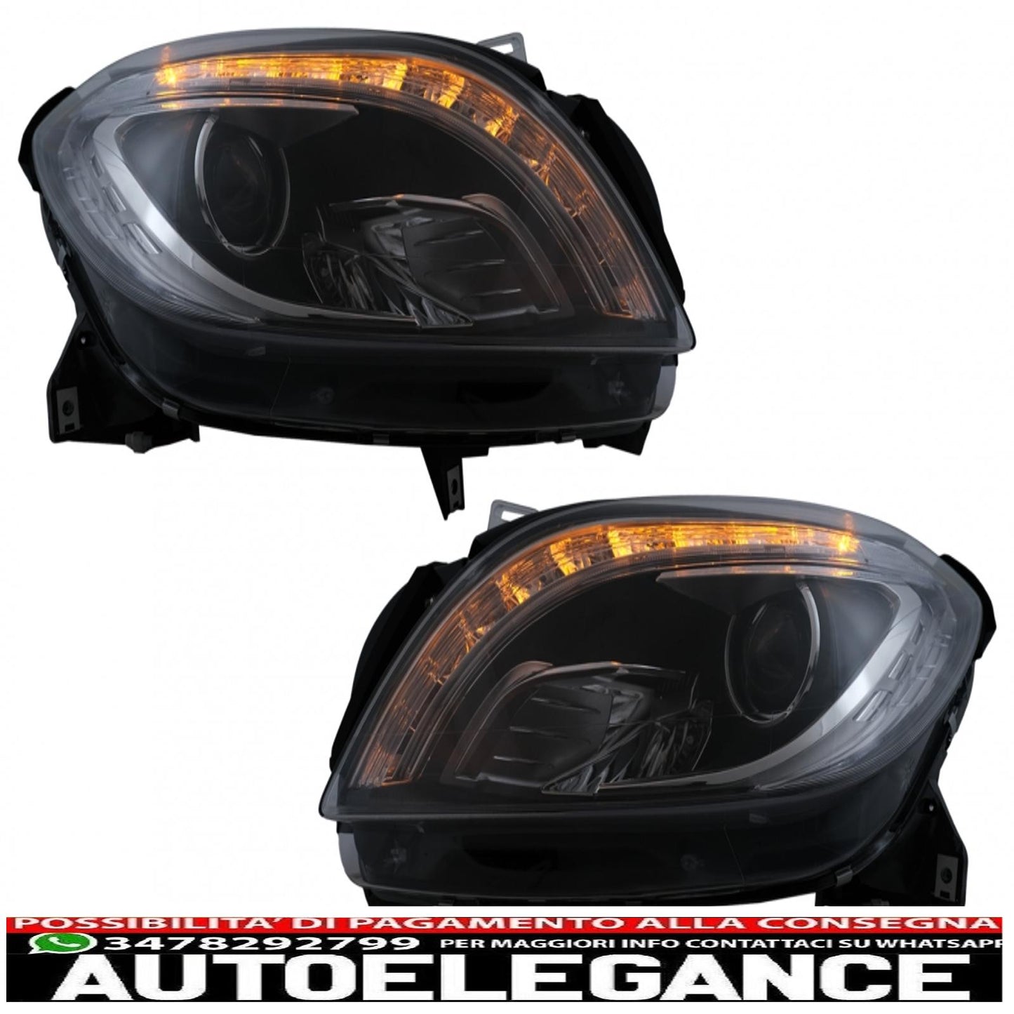 led headlights suitable for mercedes m-class w166 (2012-2015) black 