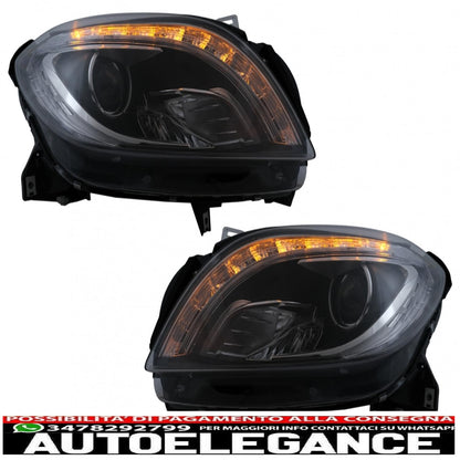 led headlights suitable for mercedes m-class w166 (2012-2015) black 