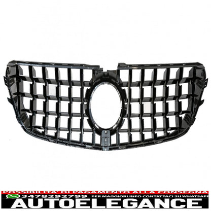 central grille suitable for mercedes v class w447 (2014-03.2019) gt r design panamericana black chrome