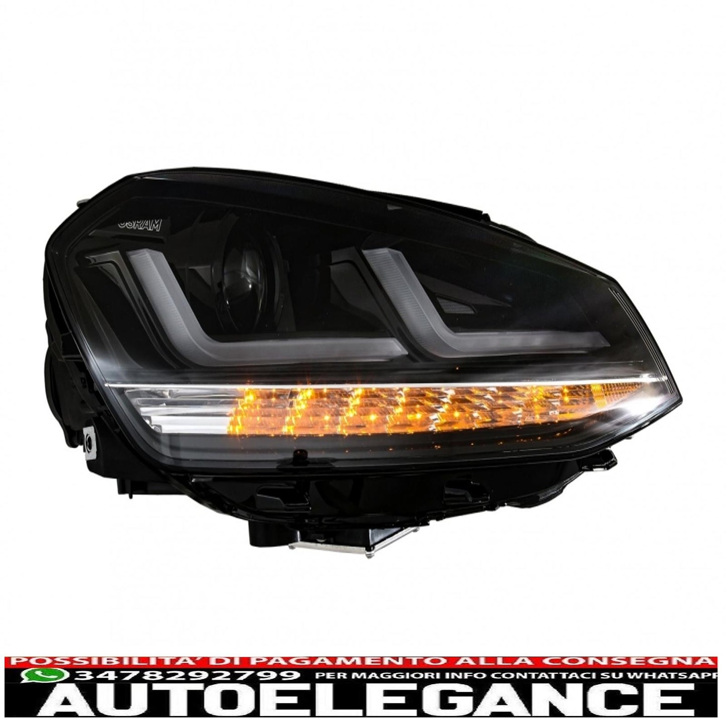 osram full led ledriving headlights suitable for vw golf 7 vii (2012-2017) black upgrade for xenon and halogen cars drl