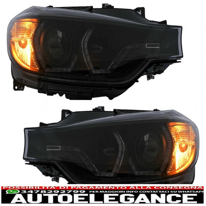 xenon angel eye headlights suitable for bmw 3 series f30 f31 sedan touring (10.2011-05.2015) black 