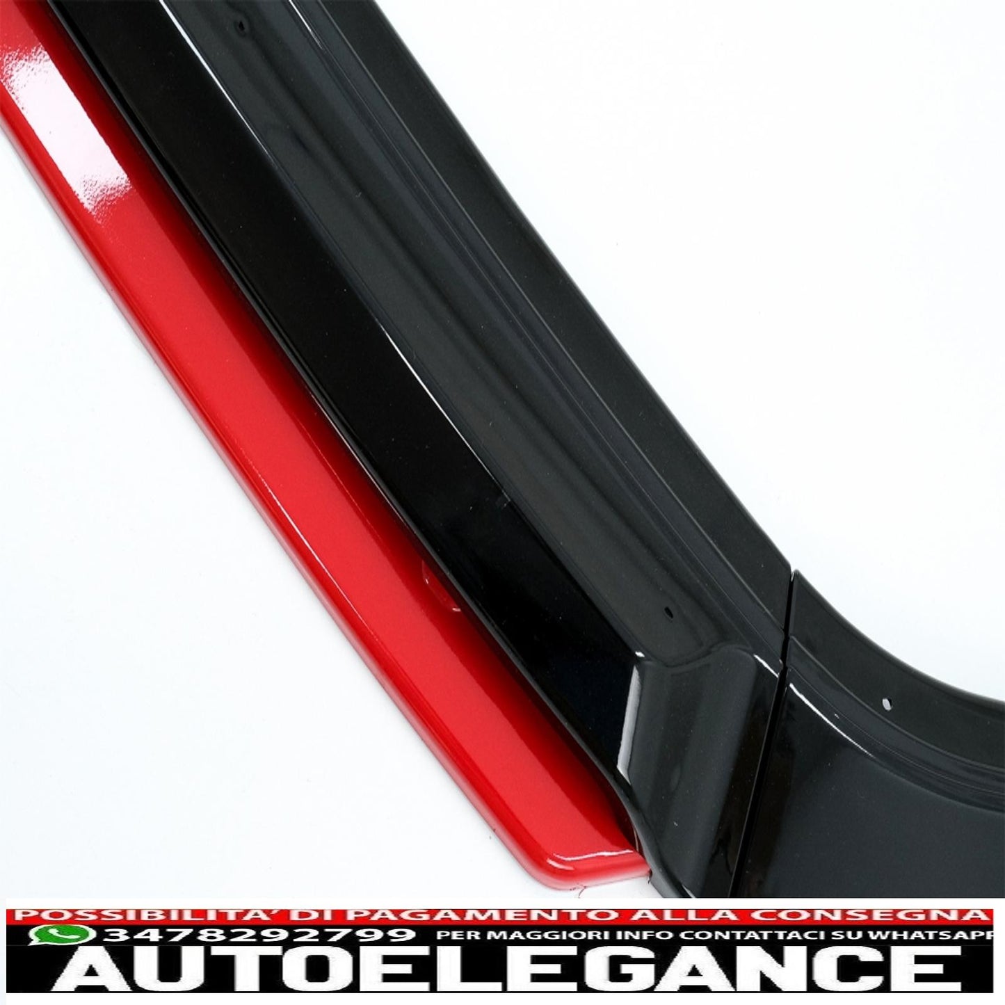 Spoiler di estensione del labbro del paraurti anteriore con griglia centrale senza badge e diffusore posteriore adatto per VW Golf 7.5 Facelift (2017-2020) Piano Black & Red