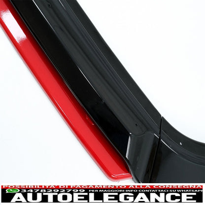 Spoiler di estensione del labbro del paraurti anteriore con griglia centrale senza badge e diffusore posteriore adatto per VW Golf 7.5 Facelift (2017-2020) Piano Black & Red